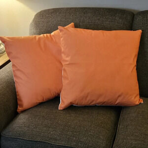 2 20" Pillow Covers Orange and White Fall Autumn Football